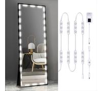 Hollywood Glam LED Vanity Lights Kit, 10ft Dimmable Vanity Mirror Lights, Full Body Mirror & Bathroom Mirror Lighting, Plug In Floor