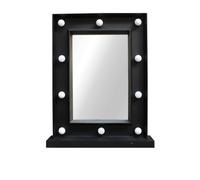 Hollywood LED Light Small Square Black Dressing Table Mirror 30 x 38cm - TJ Hughes