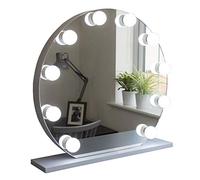 Hollywood Makeup Mirror, Round Design with 10 Dimmable LED Bulbs, Table Top Vanity Stand, White