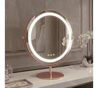 Hollywood Mirror Celeste LED Vanity Mirror, 40cm, Iron Frame, Rose Gold, Touch Sensor, Dimmable, Tri-Colour Lighting