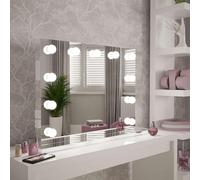 Hollywood Mirror Houston Bluetooth 80 x 60cm- Vanity Mirror with Lights - Makeup Mirror with lighting LED dimmable Bulbs, Type-C and USB Output Port, Tabletop and Wall Mounted