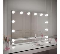Hollywood Mirror Scarlett Large Vanity Mirror with Lights, 100 x 70cm Wall Mounted or Tabletop Makeup Mirror, Dimmable LED Bulbs, 3 Colour Modes, Mirrored Hollywood Dressing Table Mirror