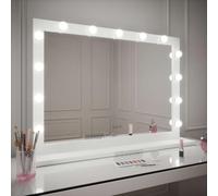 Hollywood Mirrors Audrey 100x 70cm- Vanity Mirror with Lights - Makeup Mirror with lighting LED dimmable Bulbs, 3 Lighting Modes, Tabletop and Wall Mounted