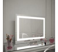 Hollywood Mirrors Crystal Pro 80 x 60cm- Vanity Mirror with Lights - Makeup Mirror with lighting LED dimmable Bulbs, 3 Lighting Modes, Tabletop and Wall Mounted