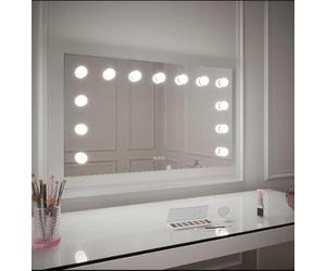 Hollywood Mirrors Nicole 100cm x 60cm- Vanity Mirror with Lights - Makeup Mirror with lighting LED dimmable Bulbs, 3 Lighting Modes, Tabletop and Wall Mounted