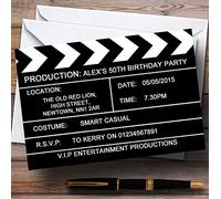 Hollywood Movie Clapboard Clapper Theme Personalised Birthday Party Invitations