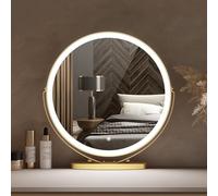 Hollywood Round Makeup Mirror 360° Rotatable LED Lighted Vanity Mirror with Touch Dimming Large Cosmetic Table Mirror Perfect for Dressing Room & Beauty Routine