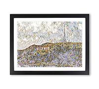 Hollywood Sign Los Angeles California USA 2 Modern BG Framed Print | A2 Black Framed Wall Art | Ready to Hang | Modern Flag Picture | Living Room Bedroom Lounge Office