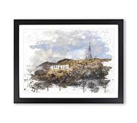 Hollywood Sign Los Angeles California USA 2 V3 Modern Framed Print | A3 Black Framed Wall Art | Ready to Hang | Modern Flag Picture | Living Room Bedroom Lounge Office