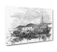 Hollywood Sign Los Angeles California USA 2 V4 Canvas Print | Gallery Wrapped 30mm Frame Wall Art | 20x14 inches | Ready to Hang | Modern Picture | Living Room Bedroom Lounge Office