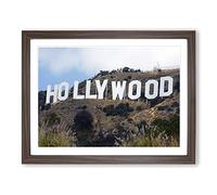 Hollywood Sign Los Angeles California USA Modern Framed Print | A2 Walnut Framed Wall Art | Ready to Hang | Modern Flag Picture | Living Room Bedroom Lounge Office
