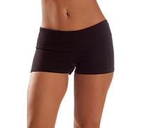 Hollywood Star Fashion Women's Solid Plain Color Yoga Fold Over Shorts Pants Medium Black