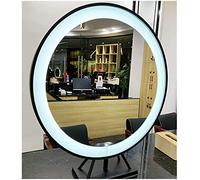 Hollywood Style LED Vanity Mirror - Double-Sided Freestanding Makeup Mirror with Warm Light, 50 cm Black Base Ideal for Dressing Table and Cosmetic Application