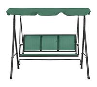 Hollywood Swing, Green, 170 cm, Textilene and Steel, Weatherproof Frame with Sun Canopy, Freestanding for Garden, Patio, Balcony, Comfortable Bench for Relaxed Outdoor Moments