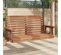 Hollywood Swing Made of Solid Fir Wood, Brown with Adjustable Metal Chains, Weatherproof Garden Swing for Patio, Porch, Balcony and Outdoor Use