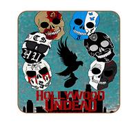 Hollywood Undead Sugar Skulls Pattern PU Leather Coasters for Drinks, 6 Pack Square Drink Coasters Cups Place Mats for Home or Bar Use, Housewarming Gift