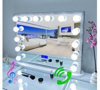 Hollywood Vanity 85x68cm Makeup Mirror Bluetooth Microphone E27 LED Bulbs 7seas Silver One Size