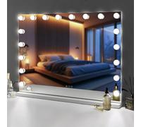 VANITII GLOBAL Hollywood Vanity Make Up Mirror with Lights 18 LED Tabletop Wall 80x58cm in White