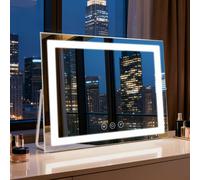 Hollywood Vanity Makeup Mirror 50X40Cm With Led Strip 3 Colour Modes 5X Magnifier Usb Charging And 360 Degree Rotation