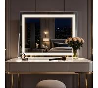 Hollywood Vanity Makeup Mirror 58X46Cm With Led Strip Lights, 3 Colour Modes, Dimmable Touch, 5X Magnifying Mirror