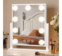 Hollywood Vanity Mirror with Lights: 30x25cm Makeup Mirror with 9 Dimmable LED Bulbs for Dressing Room & Bedroom, 360° Rotation, 3 Color Lighting Modes, Touch Control, Gift for Women and Girls