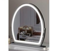 Hollywood Vanity Mirror With Lights, 350°Rotation, A-rechargeable And B-non-rechargeable Two Styles, 3 Color Lighting And Adjustable Brightness, Touch Control(B - Black,30*44cm/11.8*17.3in)