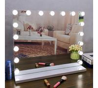 Hollywood Vanity Mirror with Lights: 60x52cm Large Lighted Makeup Mirror with 17 Dimmable LED Bulbs, USB Charging Port Touch Control, 3 Color Modes, Wall Mounted Light Up Mirror for Bedroom (White)