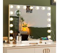 Hollywood Vanity Mirror with Lights, 80x60cm Lighted Makeup Mirror with 17 Dimmable Bulbs, USB Charging Port Touch Control, 3 Color Modes, Wall Mounted Light Up Mirror for Bedroom Dressing Room