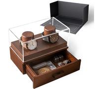 Holme & Hadfield Premium 2-Slot Wooden Watch Display Case with Lifetime Assurance - Handcrafted Men’s Watch Box with Accessory Drawer - Valentine's Day Gift for Collectors - Luxury Built to Last
