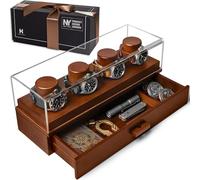 Holme & Hadfield Premium 4-Slot Wooden Watch Display Case with Lifetime Assurance - Handcrafted Men’s Watch Box with Accessory Drawer - Birthday Gift for Collectors - Luxury Built to Last