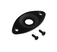 Holmer Guitar Jack Socket Plate Curved Recessed Oval Football Style Output Jack Plate Compatible with Les Paul Ibanez Jackson Guitar or Bass Parts with Screws Black.