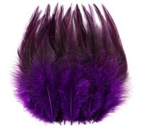 Holmgren Large Purple Craft Feathers - 200pcs 5-7inch Rooster Feathers Bulk for Halloween Mardi Gras Masquerade Party Costume Decoration and DIY Crafts (Purple)