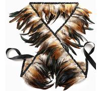 Holmgren Natural Rooster Feather Trim - 2 Yards 5-7inch Rooster Feathers Fringe Trim for Feather Shawl Cape, Gloves, Dress Costume and Home Party Decoration (Natural)