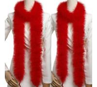 Holmgren Red Marabou Feather Boas for Costume Party, 2 Pcs 25g 2 Yards