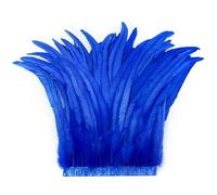 Holmgren Royal Blue Rooster Feather Trim - 10-12inch 2 Yards Natural Large Rooster Feathers Trim for Sewing Crafts, Feather Cape Shawl, Headdress, Wings, Cosplay and Halloween Costumes (Royal Blue)