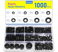 HOLMOL Nylon Washers 1000PCS, Plastic Tap Washers M2 M2.5 M3 M4 M5 M6 M8 M10 Set for Screws and Bolts, 8 Types Flat O Ring Gasket, Nylon Washer for Washing Machine Hoses