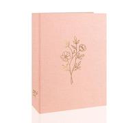 Holoary 5x7 Photo Album 100 Photos, 100 Pockets Picture Album, Linen Fabric Cover Big Picture Book for Photos, Photo Album 5x7 for Family Weddings Travel Memories(Pink)