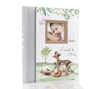 Holoary First 5 Years Baby Memory Book, 76 Colourful Illustrated Keepsake Journal Pages Record Book Album for Newborn Baby Boy or Baby Girl, Woodland Animals Design