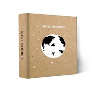 Holoary Photo Album 4x6 200 Photos 2 Pictures Per Page, 200 Pockets 4x6 Inches with Writing Space, Kraft Paper Cover Travel Design World Map Adventure Vacation Travel Photo Album