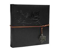 Holoary Photo Album 4x6 200 Photos, PU Leather Cover Maple Leaf Embossed 3D Picture Album, 50 Sheets 100 pages 200 Pockets with Writing Space, Travel Family Wedding Baby Picture Album (Black)