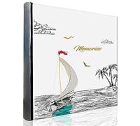 Holoary Photo Album 4x6 200 Photos Two Pictures Per Page, Memo Writing Area for Each Pocket, 200 Pockets 4”x6”, Printed Book Cover Travel Design Natural Beach Vacation Honeymoon Memories