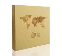 Holoary Photo Album 4x6 400 Photos 5 Pictures Per Page, 400 Pockets 4”x6”, Kraft Paper Cover Travel Design World Map Adventure Vacation, HLA-NPZDT400