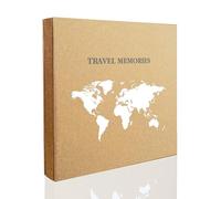 Holoary Photo Album 4x6 500 Photos 5 Pictures Per Page, 500 Pockets 4”x6”, Kraft Paper Cover Travel Design World Map Adventure Vacation