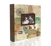 Holoary Photo Album 4x6 500 Photos 5 Pictures Per Page, with Photo Frame Window, 500 Pockets 4”x6”, Printed Book Cover Travel Design World Map Adventure Vacation Travel Photo Album