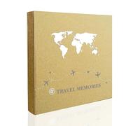 Holoary Photo Album 4x6 600 Photos 5 Pictures Per Page, 600 Pockets 4”x6”, Kraft Paper Cover Travel Design World Map Adventure Vacation Travel Photo Album