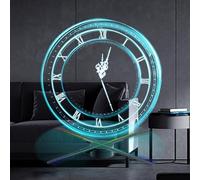 Hologram Analog Clock, 3D Floating Digital Clock with Auto Time Sync via Smartphone App, Switchable Dial Style Perfect for Office and Home Living Room Decor