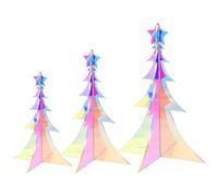 Hologram Christmas Tree | Acrylic 3D Prismatic Iridescent Holiday Decor,Holographic Tree Desktop Decoration - for Window Shelf Fireplace Holiday Home Party