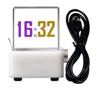 Hologram Clock - Desktop WiFi Table Decoration Real Time Display Transparent Digital Clock with GIF Animation and Photo Album, Small Weather Station