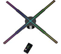 Hologram Fan Projector Advertising Display WiFi Projector 19.17“ Holographic LED with Remote and Bluetooth Massive Material Library for Business Stores, Shops