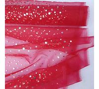 Hologram Organza draping voile wedding decorations Diamante sequin spots Net curtain Voile organza drapery Fabrics - PER METRE (Red)